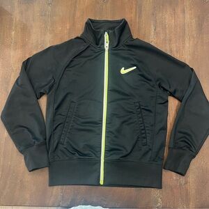 Kids Nike Black Jacket with Neon Yellow Zipper